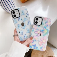 ins retro butterfly colored flowers phone cases for iphone 13 12 11 pro max xr xs max x lady girl anti drop tpu soft cover gift