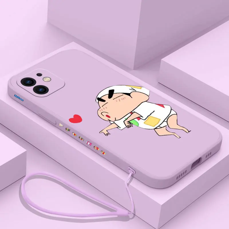 

Crayons Shins Chans Phone Case For Samsung Galaxy S23 S22 S21 S20 Ultra Plus FE 4G S9 S10E Note 20 10 9 Plus With Lanyard Cover