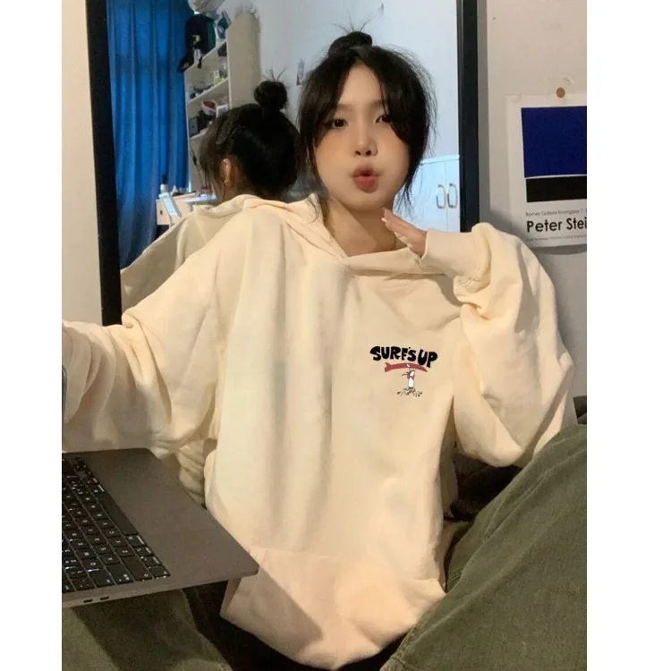 Осень-зима 2024 новая утолщенная бархатная беспроводная толстовка с капюшоном Silver