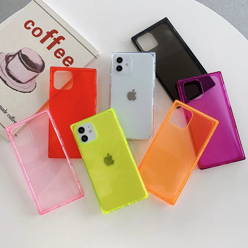 

Fashion Square Transparent Tpu Anti-fall Protective Soft Shell Phone Case Cover For iPhone 11 12 13 Pro Max XS MAX XR 8 7 6 Plus