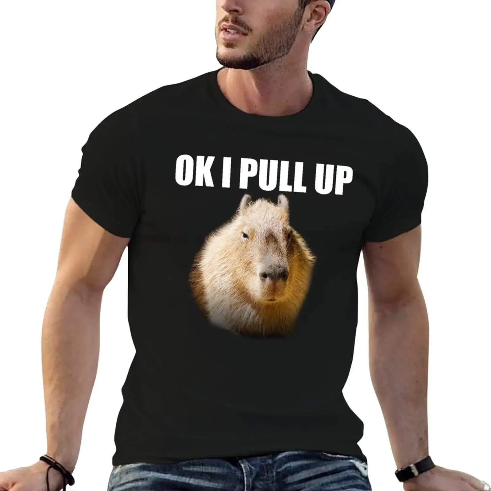 Мужская футболка Ok I Pull Up Capybara хлопок