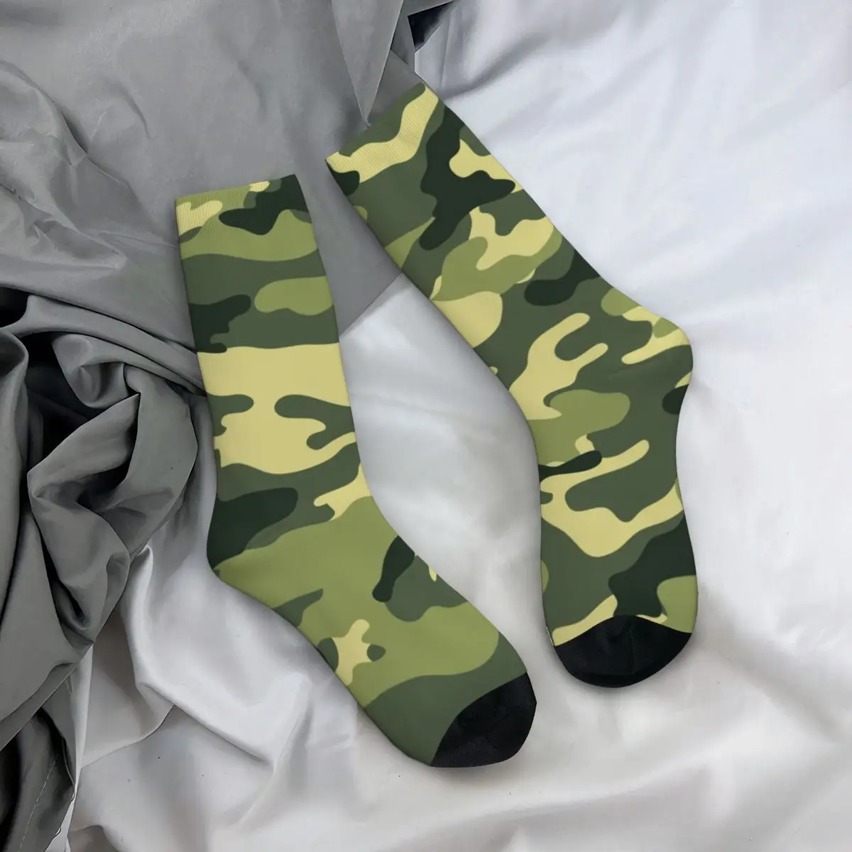 

Green Army Camo Socks Camouflage Cool Teen Mid Stockings Large Chemical Fiber Climbing Comfortable Socks