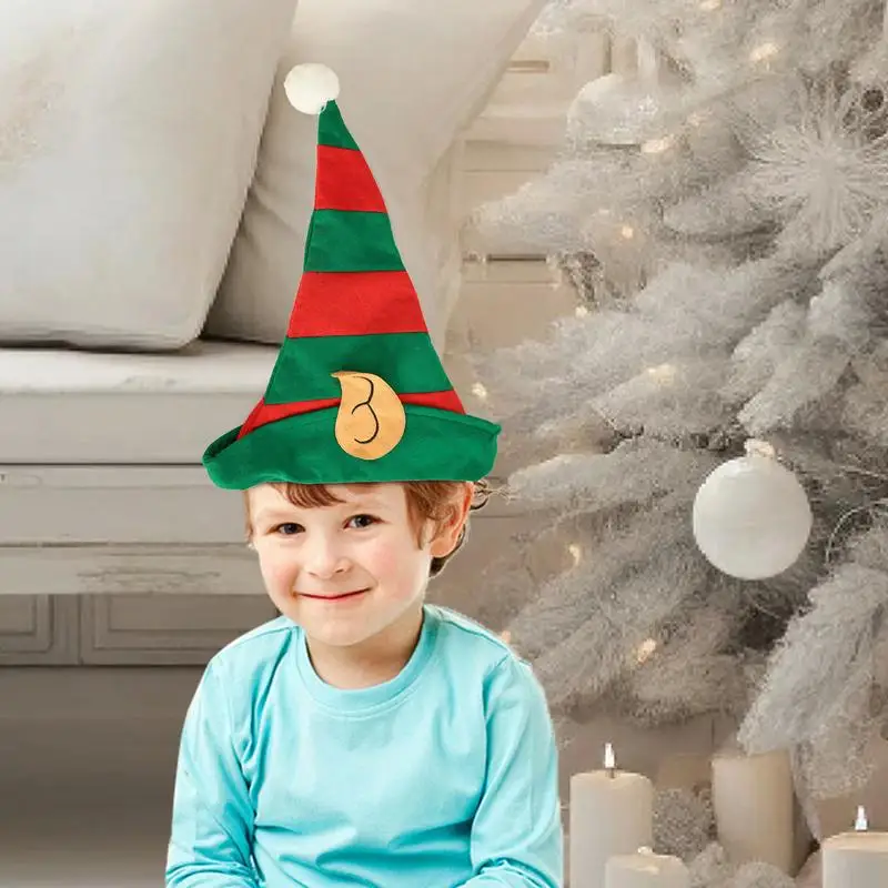 Забавные рождественские шапки зеленые и красные конусные эльфы реквизит для