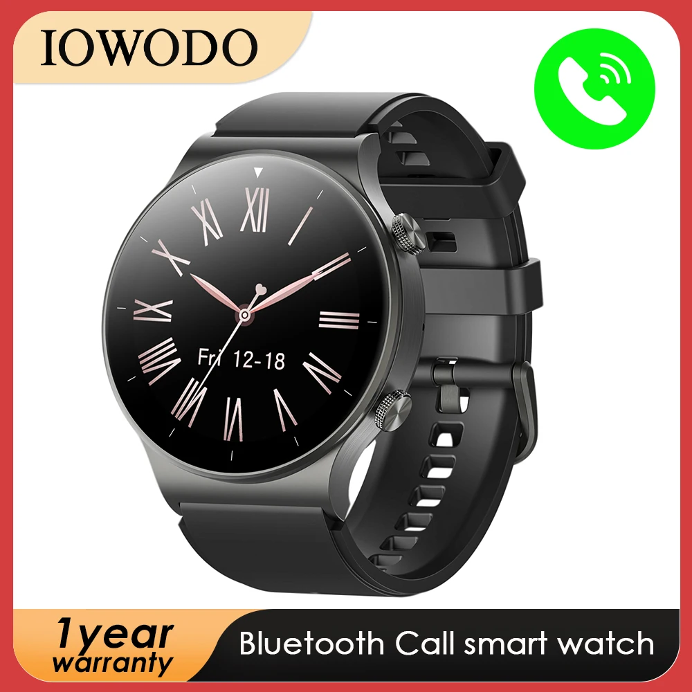 

Смарт-часы IOWODO мужские водостойкие, Bluetooth, 22 языка, IP68