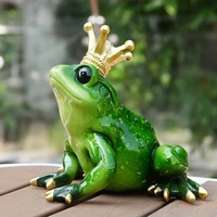 crown green frog resin ornament figurines sculpture decor for home garden backyard outdoor decoration gifts