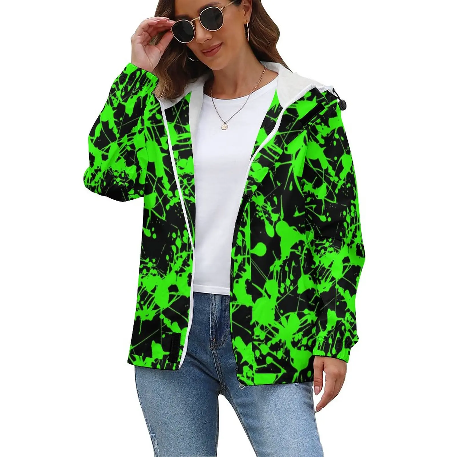 

Куртка женская зимняя с капюшоном и абстрактным принтом, в стиле оверсайз