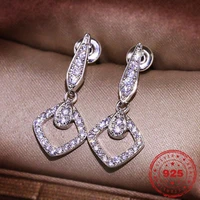 14k rose gold color stud earring women genuine silver 925 jewelry carat white diamond jewelry aretes de mujer garnet earring