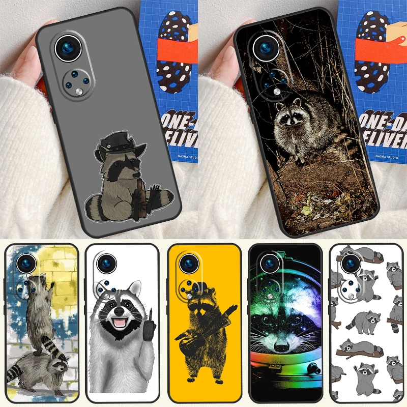Мультяшный енот Kawaii Funda для Huawei P20 P30 P40 P60 Pro P Smart Nova 9 5T Honor Magic5 Lite X8 X9 a 50 70 чехол