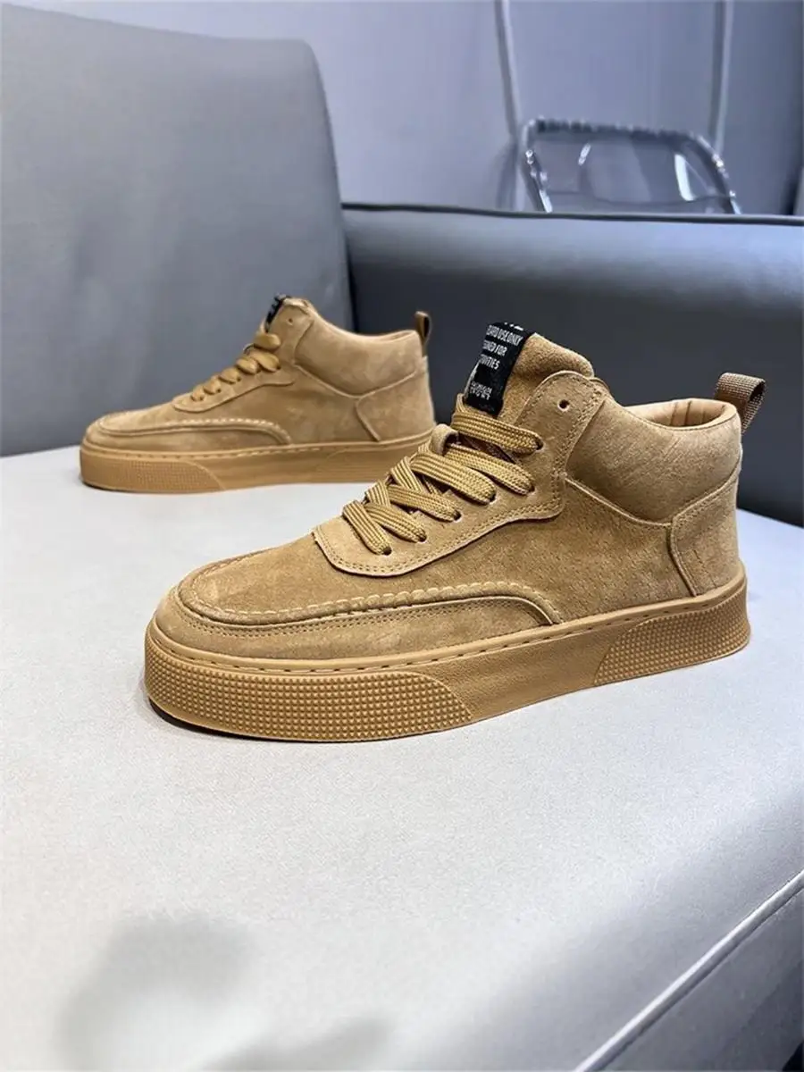 Ozhouzhan Autumn New High-Top Men's Shoes Matte Leather Trendy Fashion Casual Board Simple