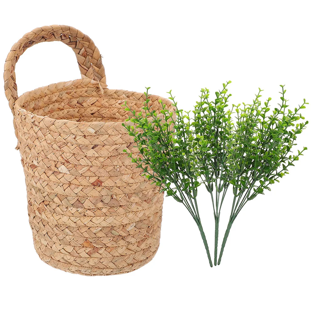 

Basket Hanging Wall Flower Woven Storage Planter Seagrass Pot Eucalyptus Plantsdecor Organizer Bark Rustic Basketsflowerpot