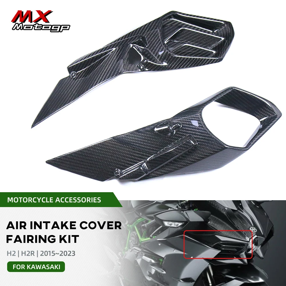 

For KAWASAKI H2 H2R NINJA H2/R 2015-2023 Motorcycle Air Intake Ducts Cover Side Panels Carbon Fiber Gas Tank Fairing Kit