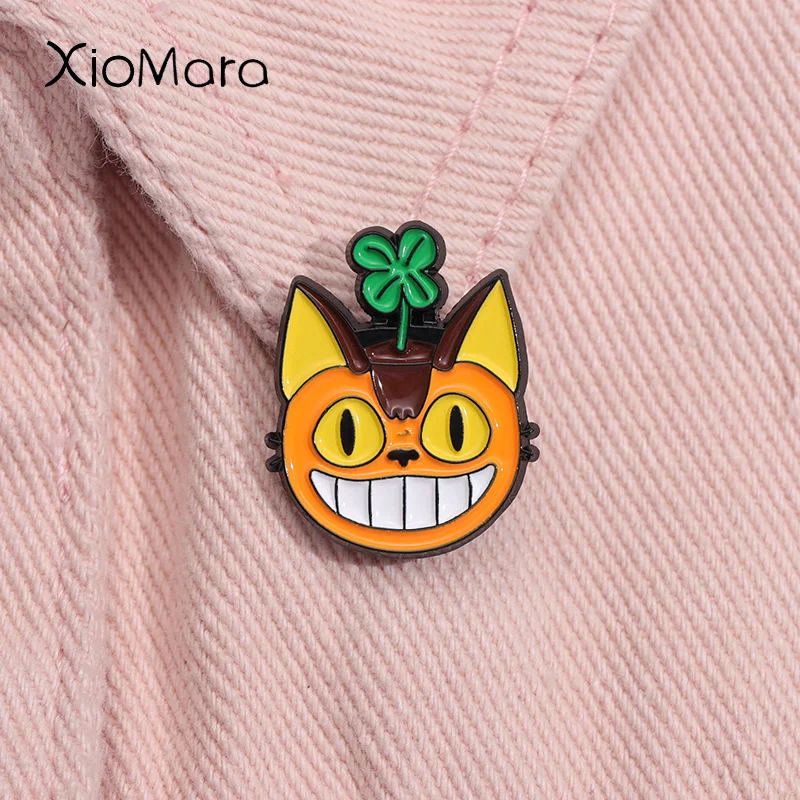 

Cartoon Anime My Neighbor Bus Cat Enamel Pin with Potted Plant Cute Kitty Brooch Laple Jacket Badge Jewelry Gift Fans Collection