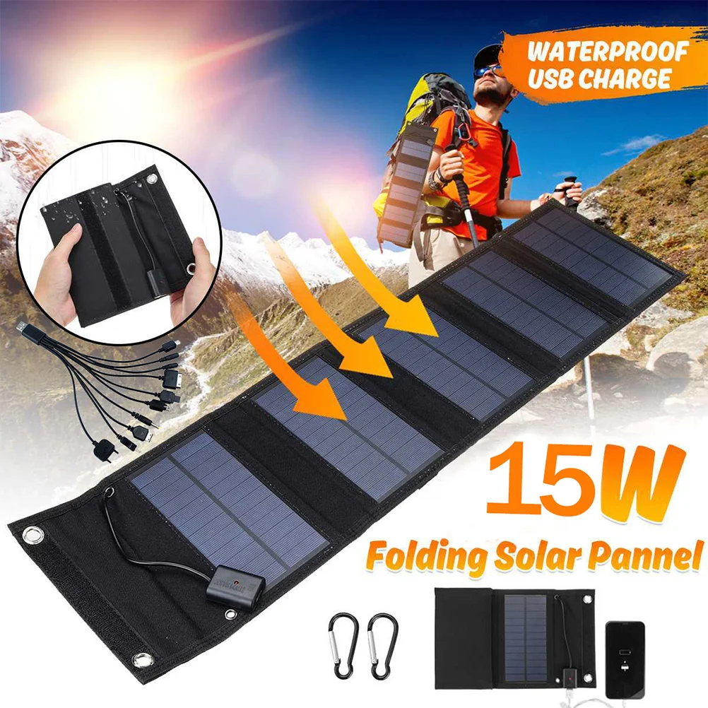 Solar Panel Charger Portable Usb 300 Watt Foldable Power Panels Phone 6V 15W Station Powered With Battery Mobile Laptop