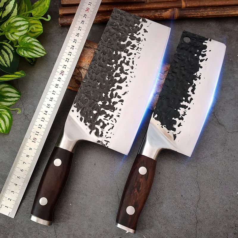 

Handmade Chinese kitchen Chef Butcher Cleaver Forged Kitchen Outdoor Meat Chopping Knife Vegetables Slicing Cutter Utensils