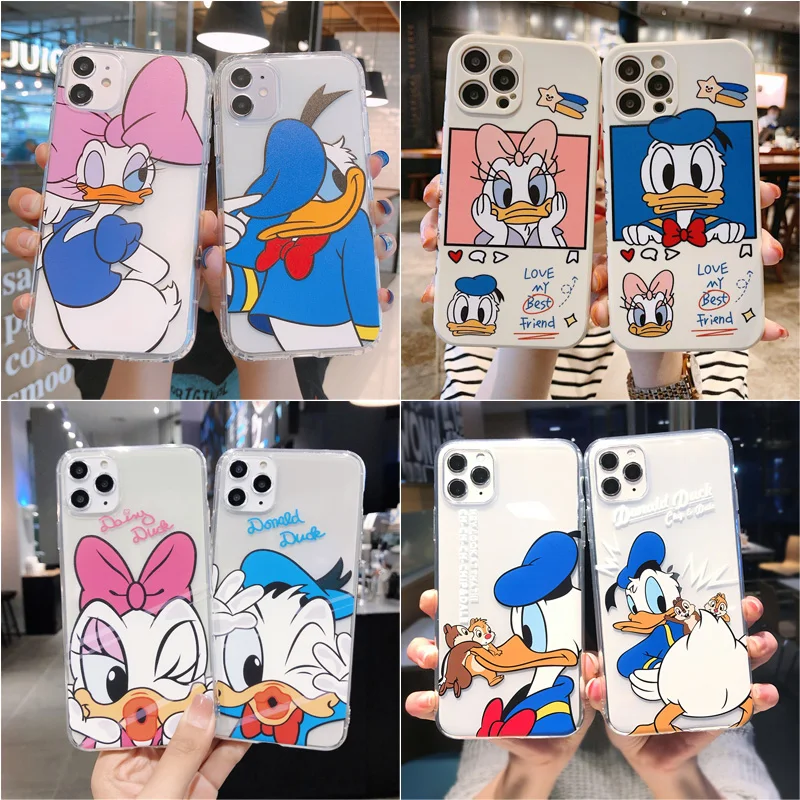 

Disney Donald Duck Daisy Phone Case For iPhone 14 13 12 11 Pro Max Mini 6 7 8 Plus Cartoon Soft Silicone Full Protective Cover