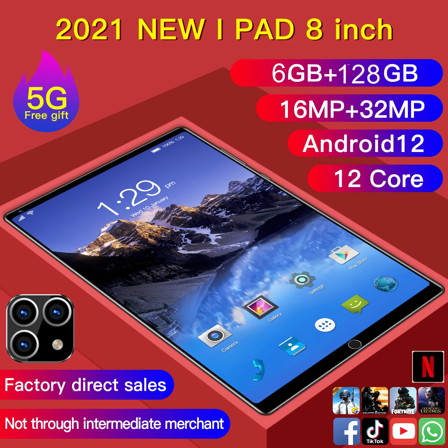 

Global Version Pad K10 5G Tablet 8.0Inch 32MP Camera 12 Core 12GB RAM 640GB ROM WIFI Google Play PC Send Keyboard New Tablette