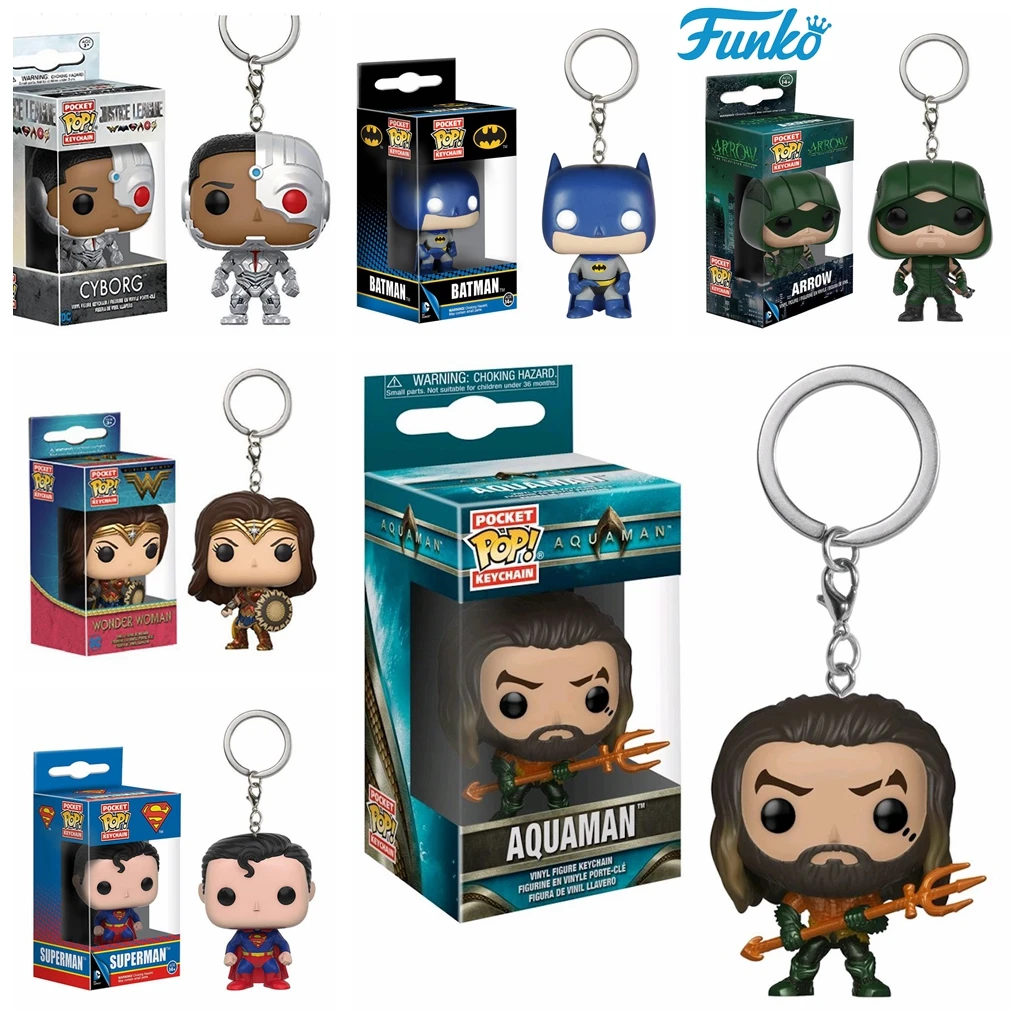 Новая коллекция фигурок FUNKO Pop «Лига Справедливости» Aquaman 2 Flash Wonder Women Карманный Брелок для ключей Pop, коллекционная игрушка для детей, рождественский подарок