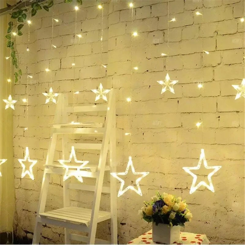 

Christmas LED Lights AC 220V 2.5M Romantic Fairy Star LED Curtain String Lighting Strip Holiday Wedding Garland Party Decoration