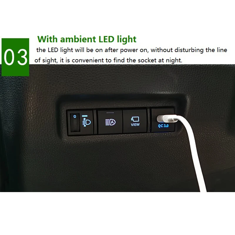 Автомобильное зарядное устройство с USB-портом и функцией быстрой зарядки для Toyota