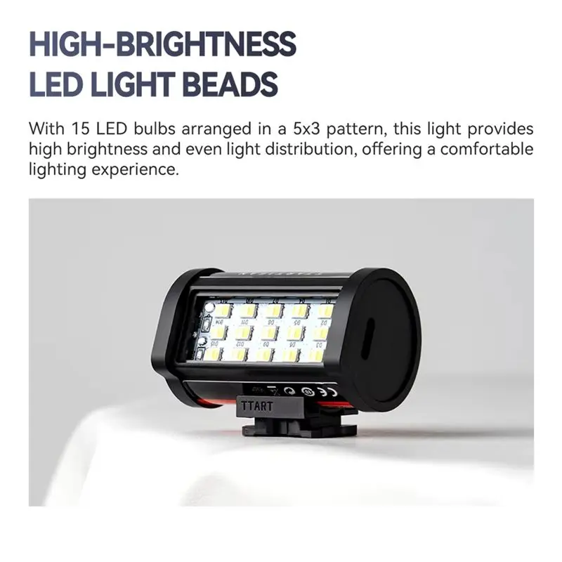 Фото Магнитный светильник для видеосъемки (подсветка) 3000/4500/6000K, мини LED-лампа в стиле ретро-фильма, 250 лм, 300 мАч, с креплением Cold Shoe №5