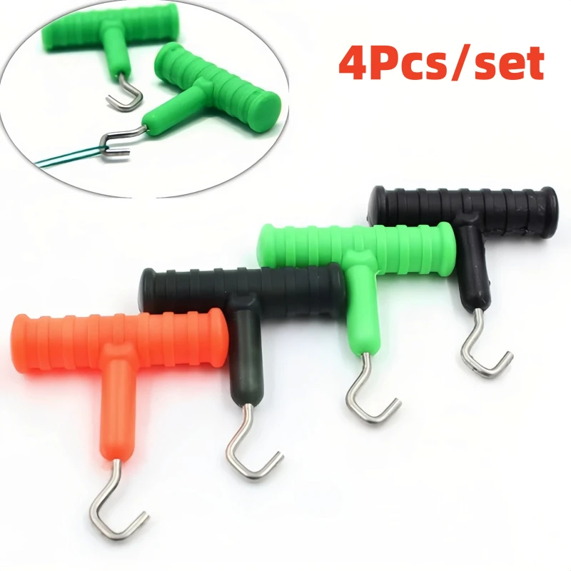 

4Pcs ABS Grip+304Stainless Steel Smooth Knot Hook Carp Fish Knot Puller Rig Making Rig Tool Terminal Fishing Tackle Accessories