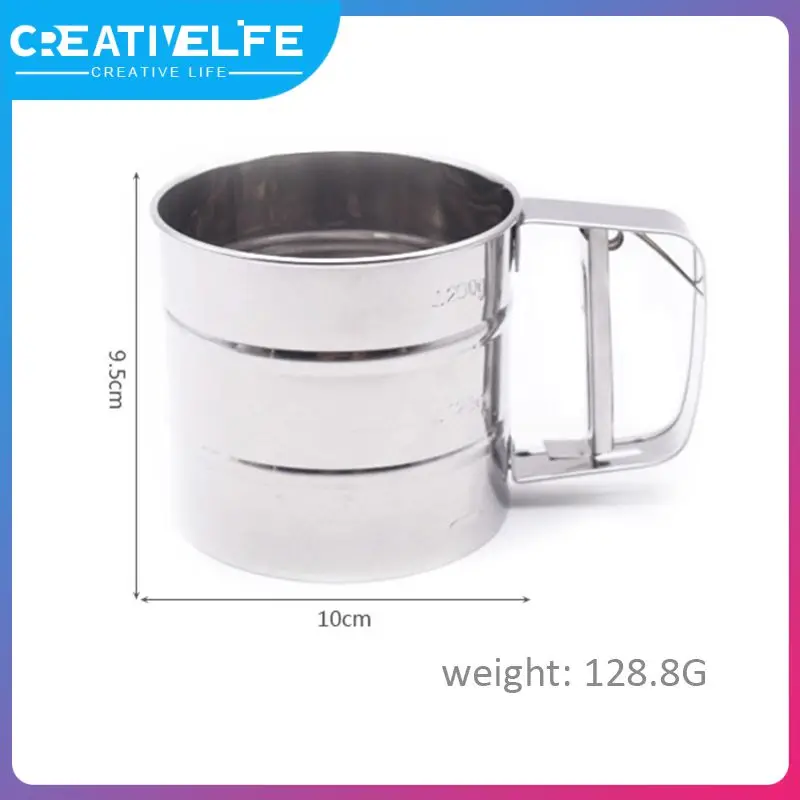 

Flour Sieve Stainless Steel Mesh Shaker Sieve Cup Flour Sifter With Measuring Scale Flour Icing Sugar Shaker Sieve Cup Bakeware