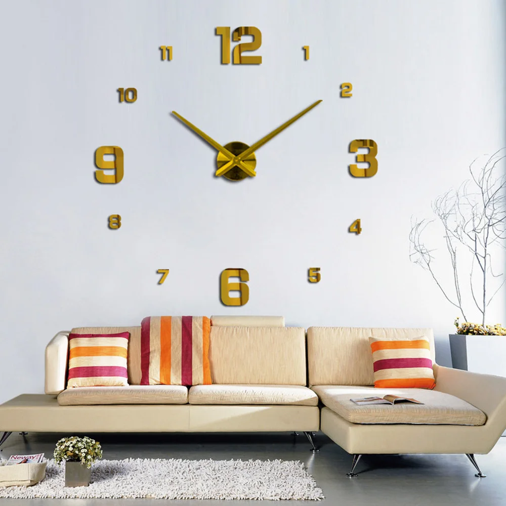 

3D Wall Clock Acrylic Mirror Wall Stickers DIY Quartz Clocks Fashion Watches Large Wall Clock Living Room Home Office Decor
