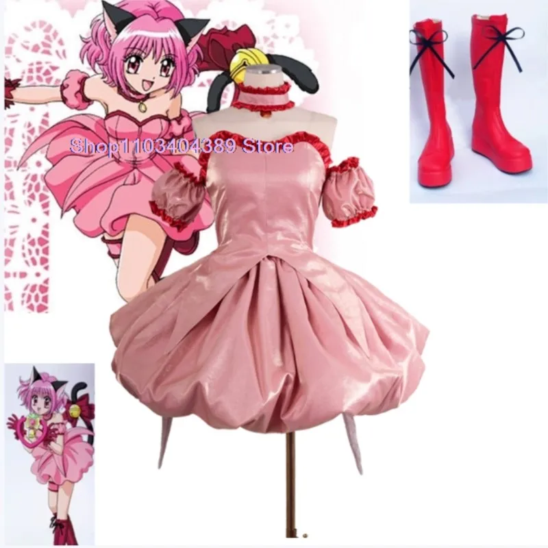 Аниме Токио Mew Momomiya Ichigo Косплей клубника женский косплей костюмы розовое платье