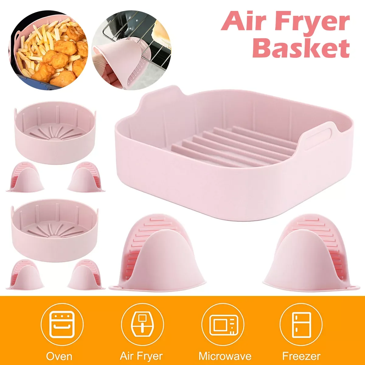 

NEW2023 AirFryer Pot Silicone Easy To Clean Oven Liner Pizza Chicken Plate Grill Nonstick Pan Mat Kitchen Air Fryer Accessory fo