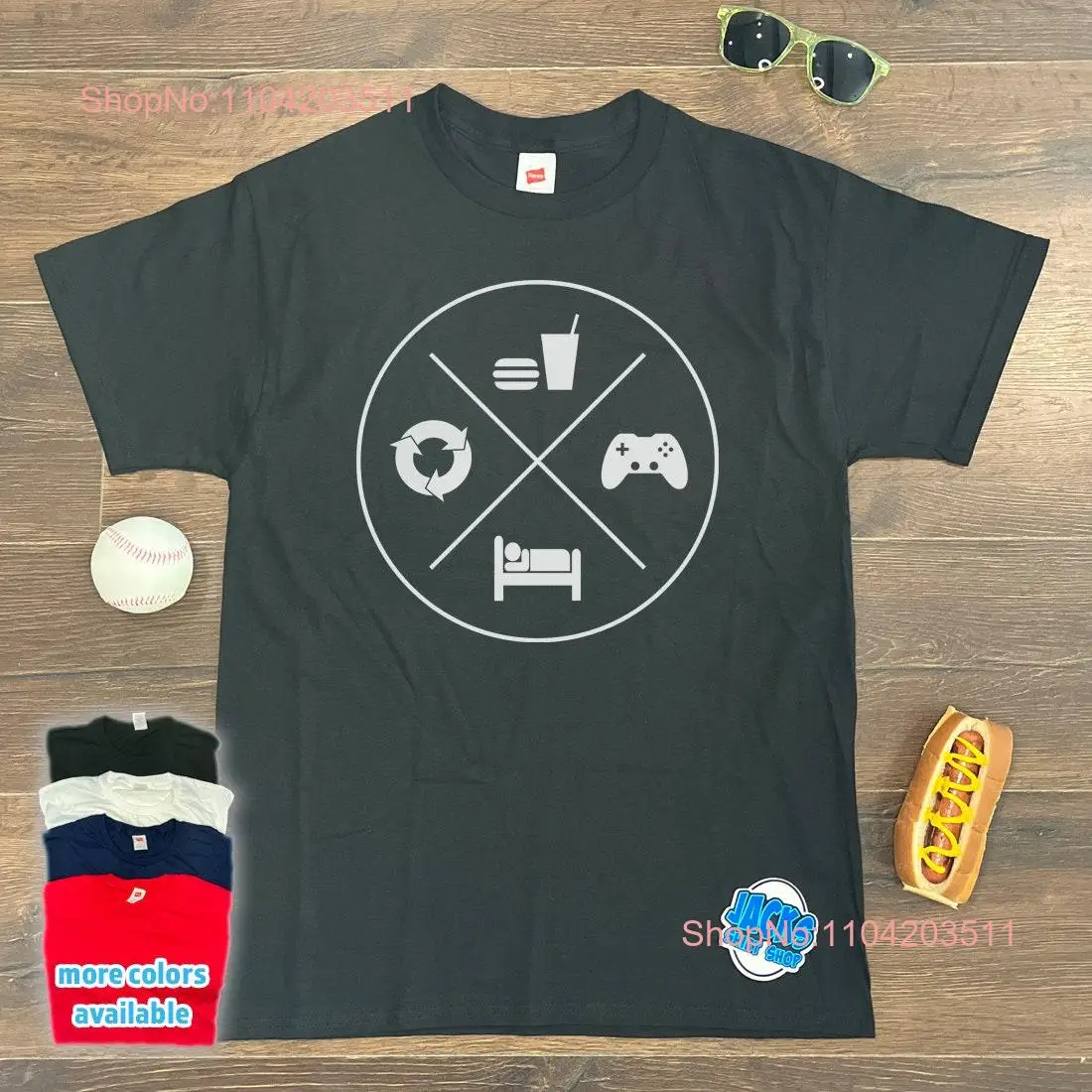 Eat Video Games Sleep Repeat T shirt Option X long or short sleeves