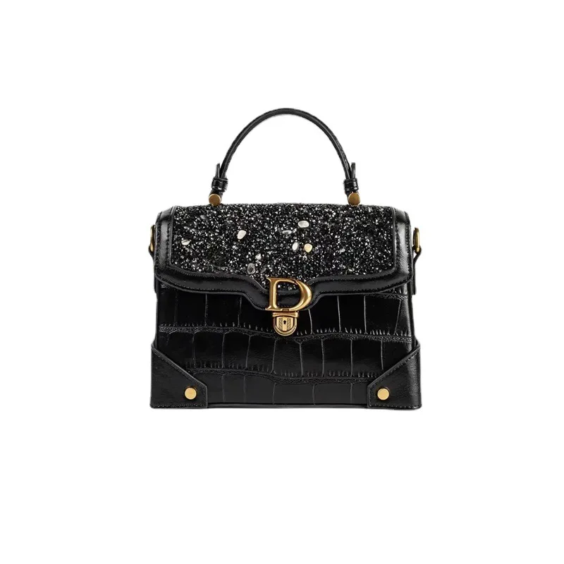 Advanced Light Luxury Color Stone Box Bag for Women's Bag 2023 New Stone Pattern Portable One-shoulder Messenger Bag Sac