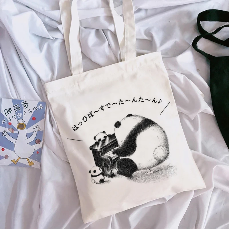 

Ladies Summer Fashion Casual Cartoon Panda Cute Pattern Printed Canvas Bag Female Harajuku Aesthetic Canvas Bag.