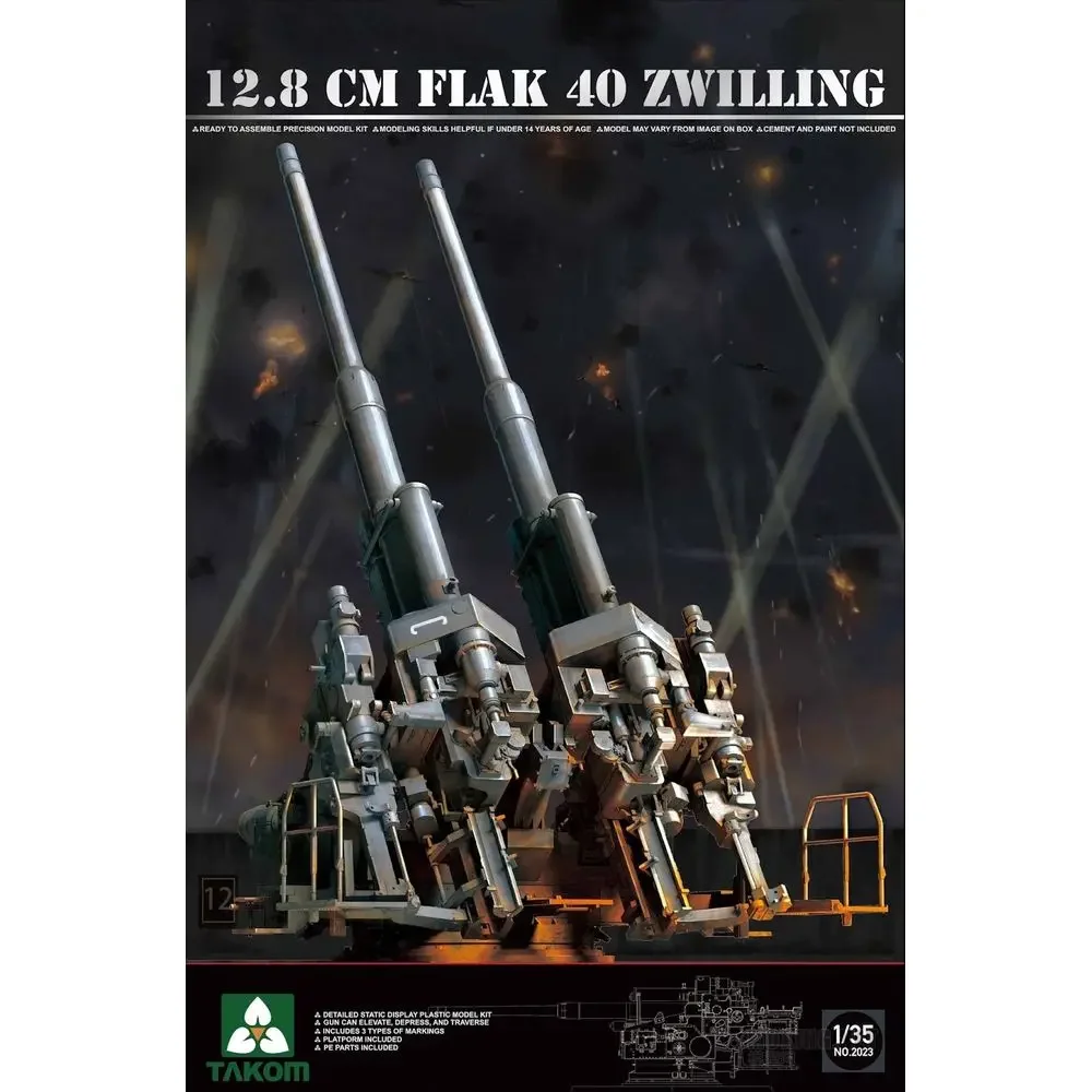 TAKOM 2023 1/35 Немецкий 12 8 см FlaK 40 Zwilling — набор масштабной модели