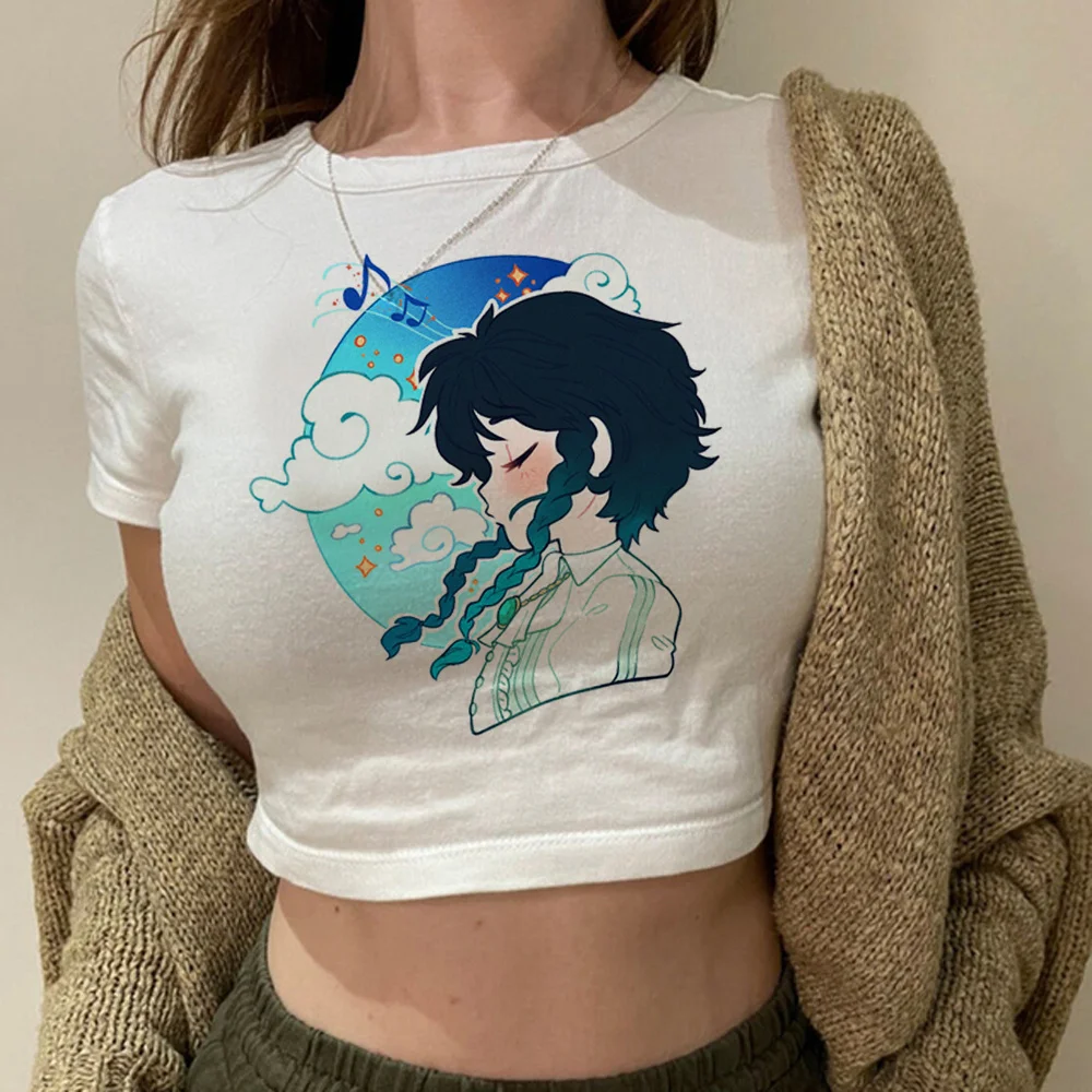 

Женский укороченный топ Genshin Impact hippie trashy 2000s Kawaii graphic yk2