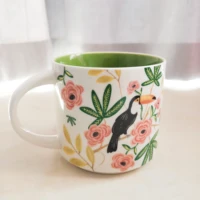 450ml coffee cup large capacity mug glazed floral ceramic water mug cute oat cup home office breakfast cup gifts for friends