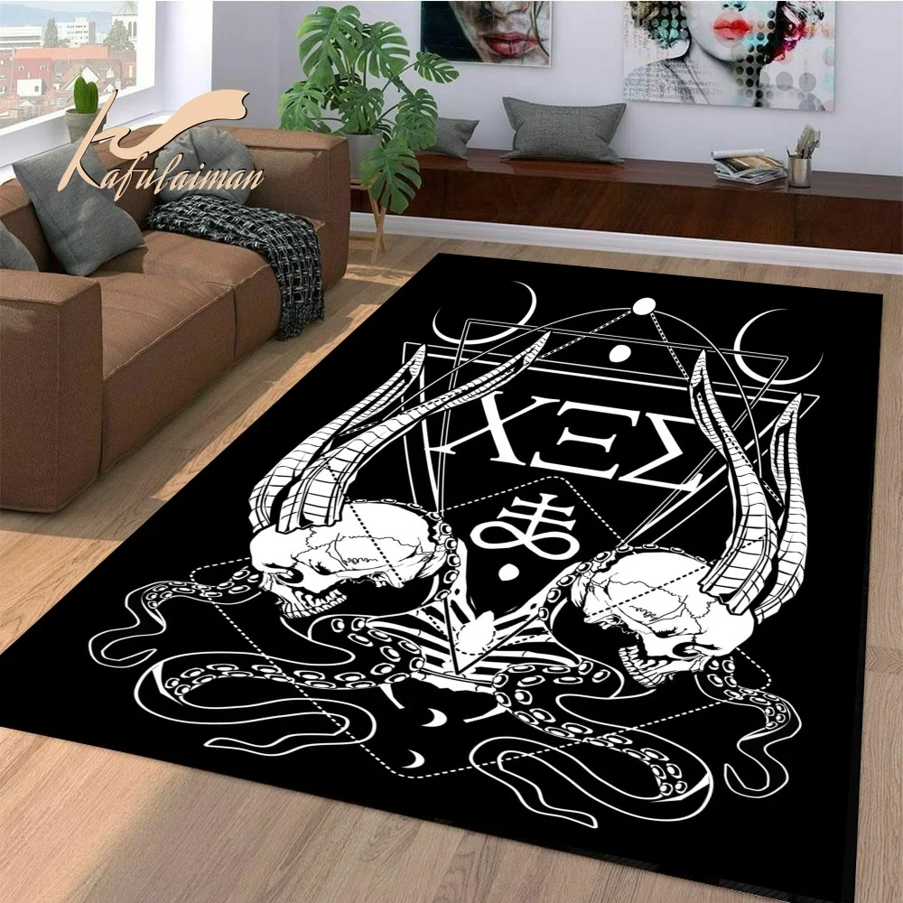 Satan Demon Skulls Ouija Board Area Rug, Ouija Floor Mat, Gothic/Halloween Rug Home Decor  bathroom rug set  rugs for bedroom images - 6