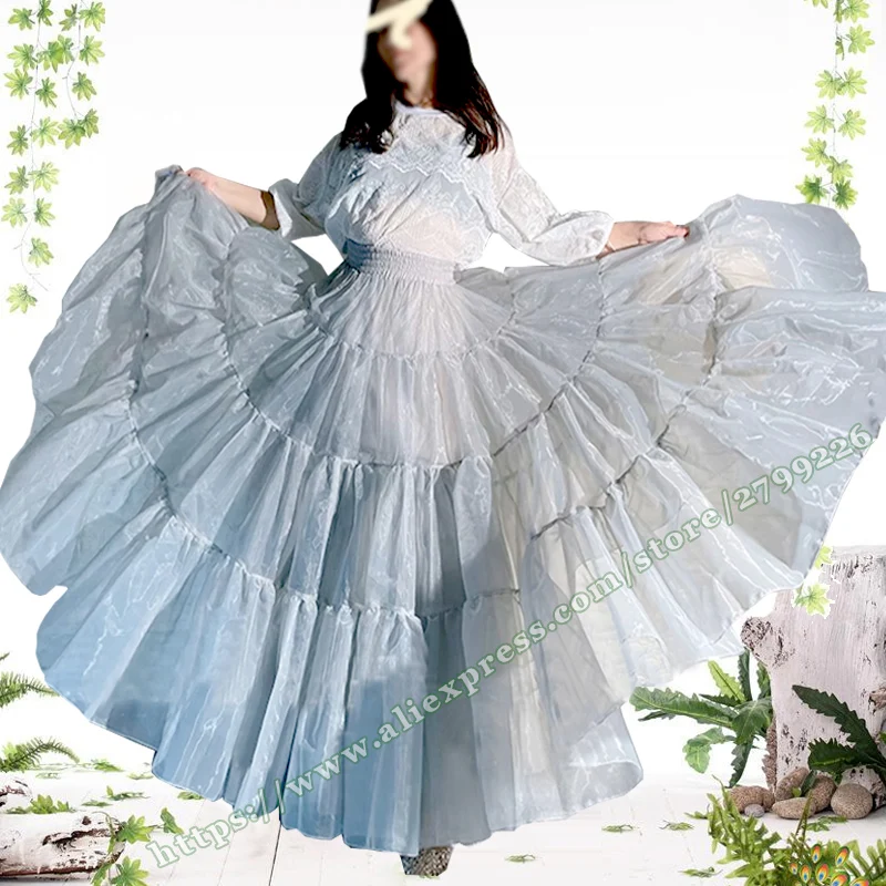 2023 модная серая трапециевидная юбка-пачка из органзы плиссированная сетчатая