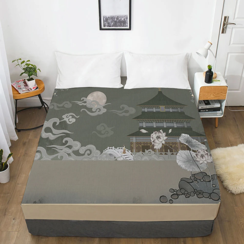 

Простыня для кровати с резинкой, чехол для матраса, настраиваемый размер, постельное белье с изображением ландшафта Луны, 1 шт.
