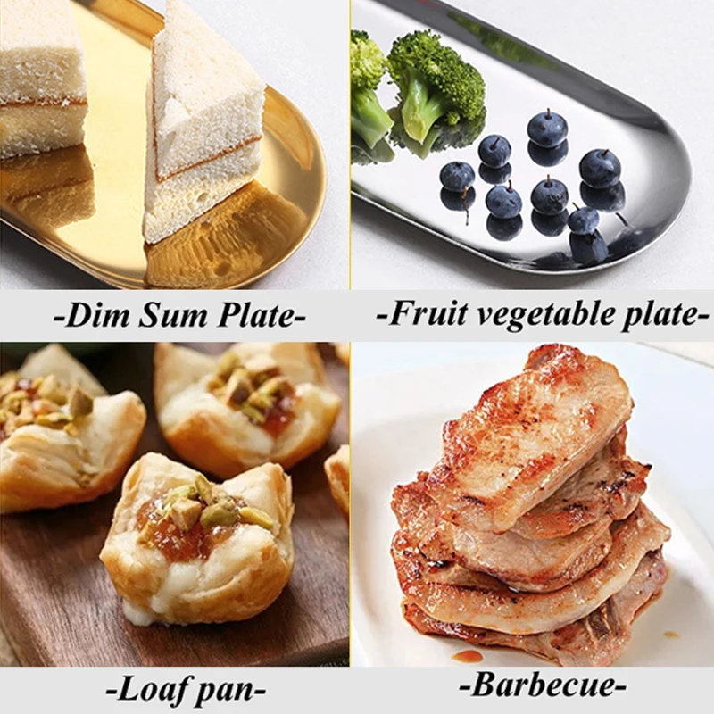 Creative Gold Silver Nordic style Stainless Steel Dessert Dining Plate Household Nut Cake Fruit Metal Towel Tray For Snack |