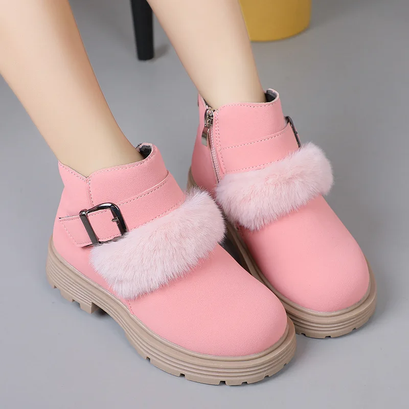 

2022 Winter New Kids Single Boot Girls Short Boots Non-slip Student Shoes Fashion Autumn Simple Princess Boots H435