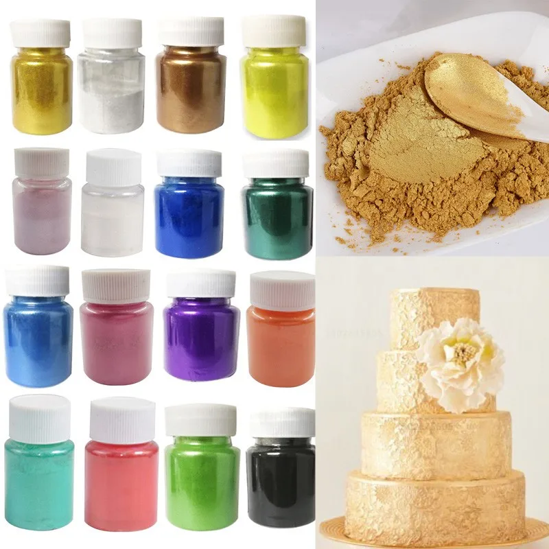 

15g/Bottle Edible Gold And Silver Dye Glitter Powder Mousse Cake Macaron Chocolate Confectionery Pastry Baking Cake Decoration