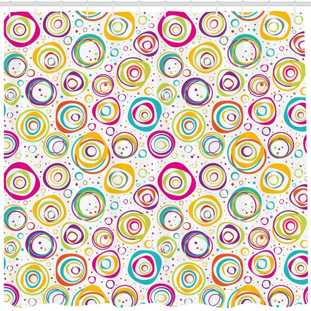 Геометрическая занавеска для душа Детские спирали с забавными пузырьками в