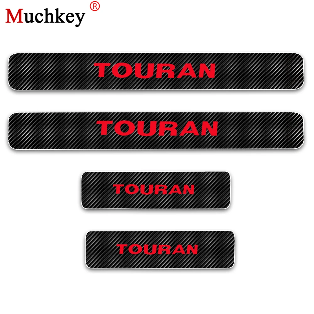 

Car Door Sill Welcome Pedal Stickers For Volkswagen VW Touran Door Sill Guard 4D Carbon fiber vinyl sticker Car Accessories 4PCS