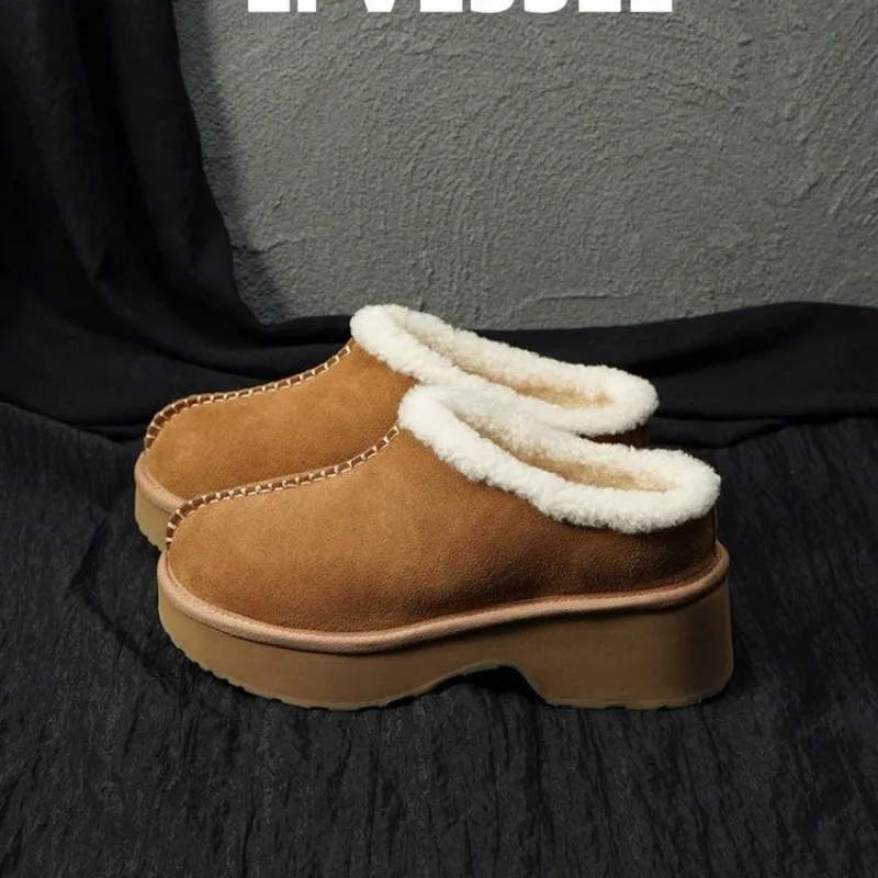2024 зимние новые модные женские хлопковые тапочки Baotou с круглой головкой и