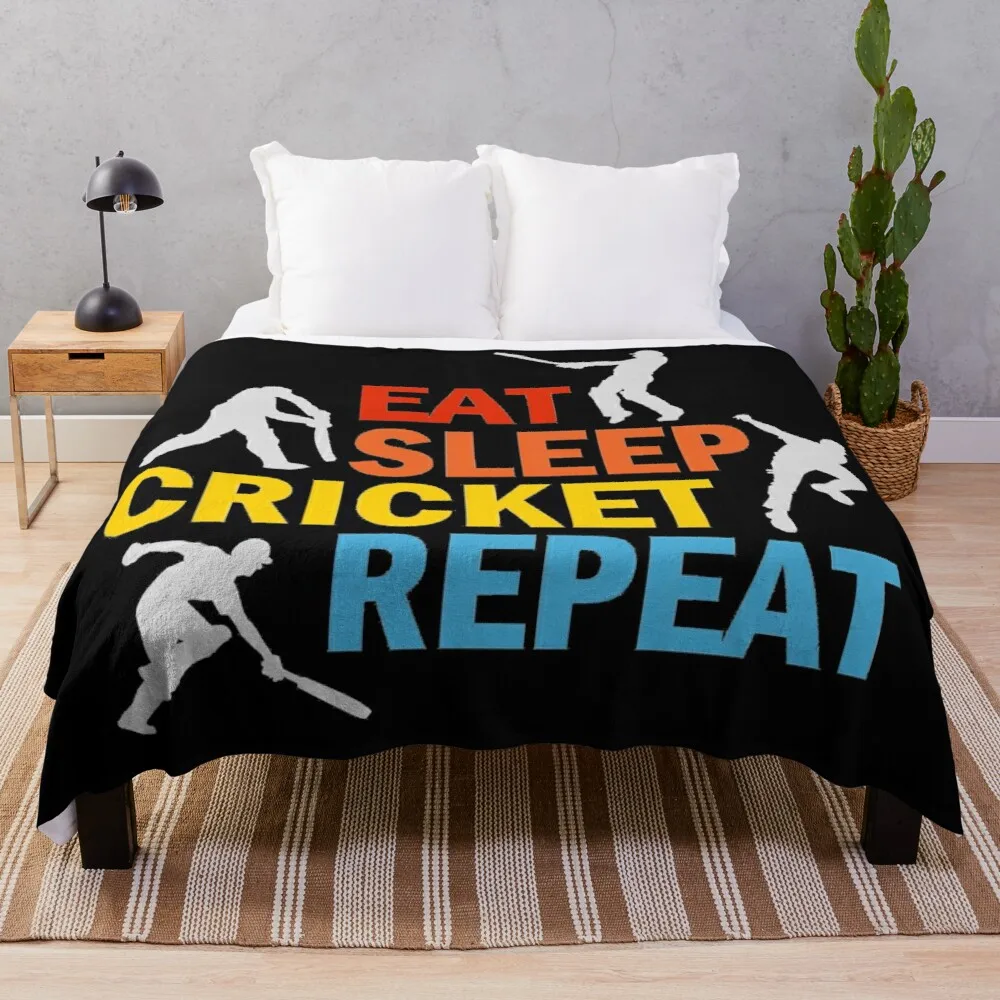 

Eat, sleep cricket, repeat Throw Blanket Furry Blanket Luxury Blanket Soft Big Blanket
