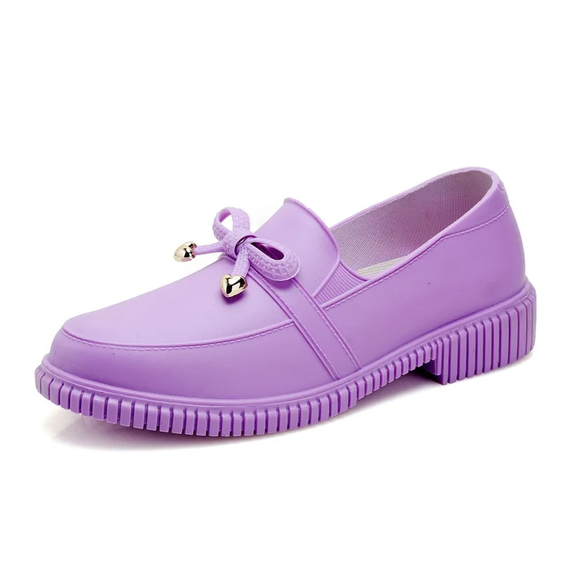 2023 Women Fashion Shallow Rain Boots Outdoor Slip-on Wellies Shoes Waterproof Bowtie Water Shoes