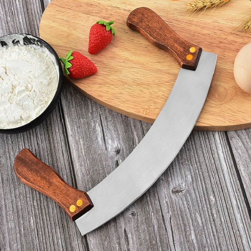 Stainless Steel Pizza Knife Nougat Handle Swing Cutter Scrap