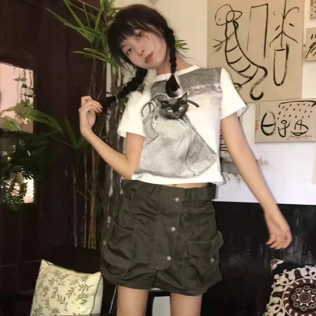 Футболка женская хлопковая с коротким рукавом в стиле ретро