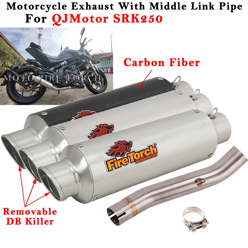 

Система выхлопных газов мотоцикла, Модифицированная Муфель со средней соединительной трубой, съемная дБ-убийца, без застежки, для QJmotor SRK250 SRK 250