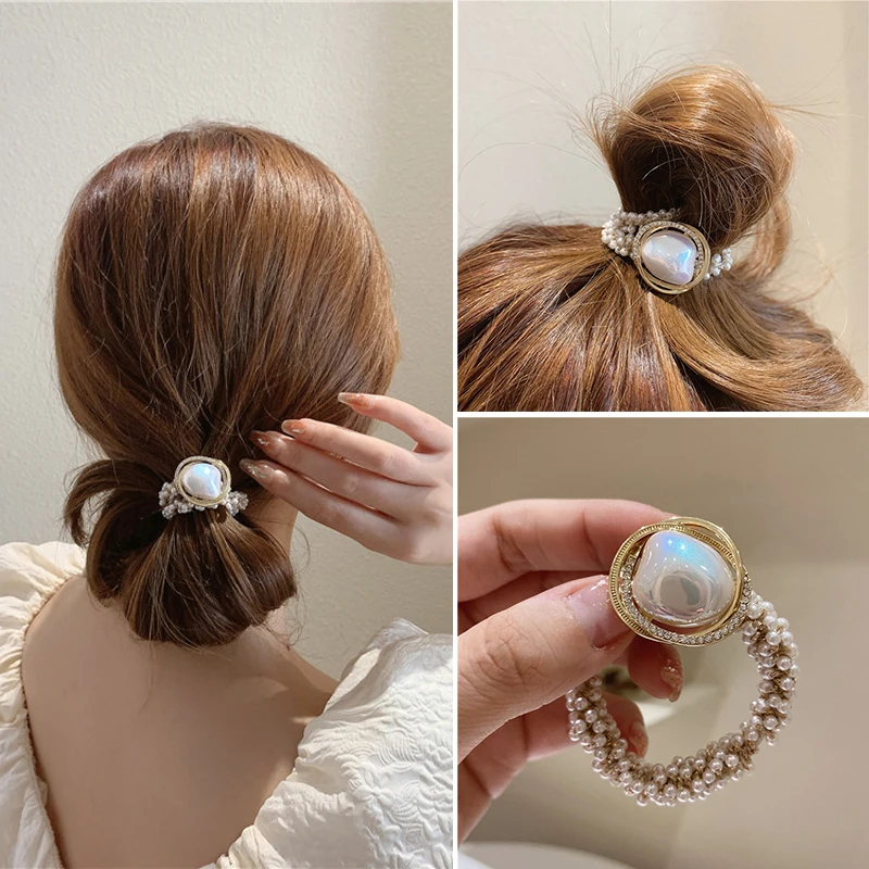 

Rubber Band Elsatic Hair Bands Ponytail Holders Hair Ring Fashion Exquisite Woman Scrunchie Luxury Pearls Girls Hair Accessories